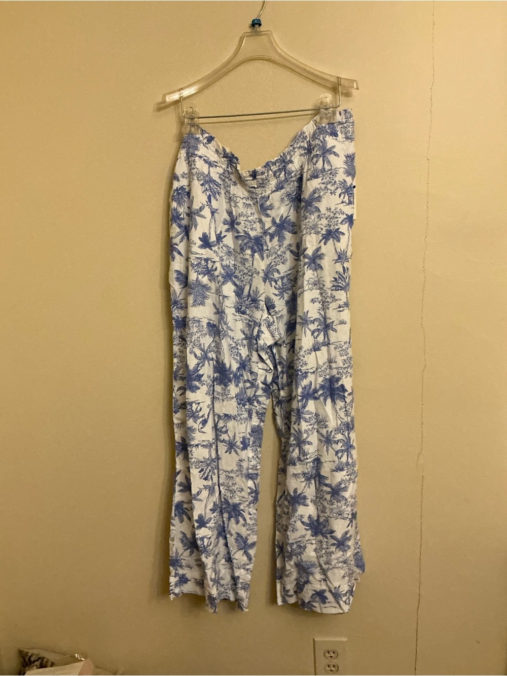Women's Blue Floral Wide-Leg Pants
